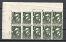 FINLAND 1945 JEAN SIBELIUS SCOTT 249 FACIT 310 DATE BLOCK OF 10 PERFECT MNH