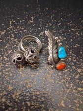 2 Pc Ring Lot, Handmade Turquoise Size 4 1/2,  The Second Ring Is A Sterling...