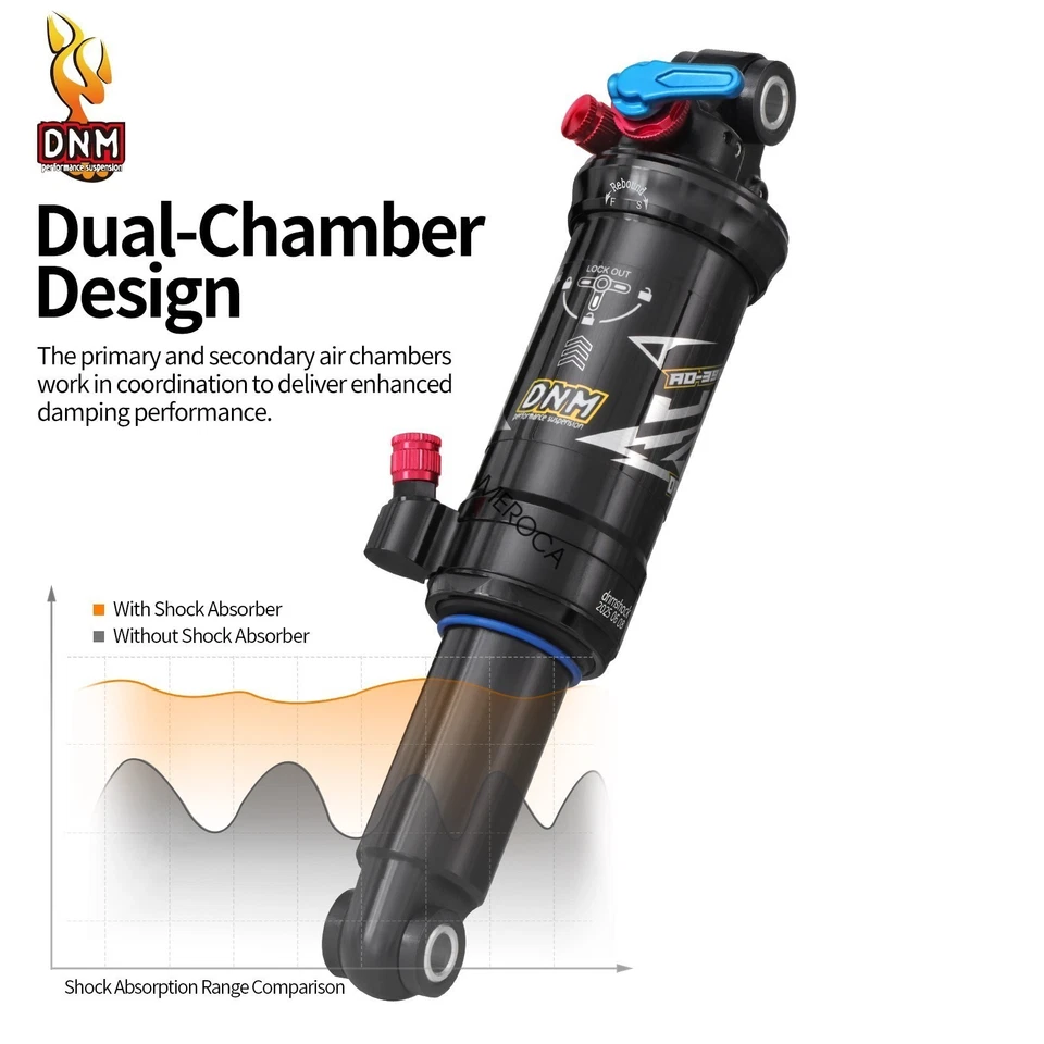 DNM Dual Air Shock Mountain Bike Bicycle Suspension Rear Shock 165/190/200mm MTB - Image 3 of 4