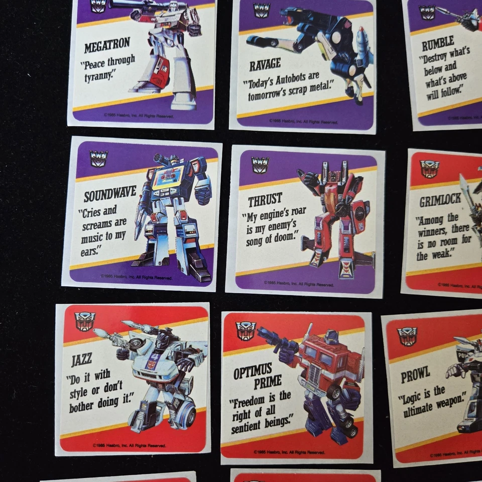 Set Of 23 TRANSFORMERS 1985 G1 SERIES 1 HASBRO CARD MOTTO STICKER - Image 4 of 4