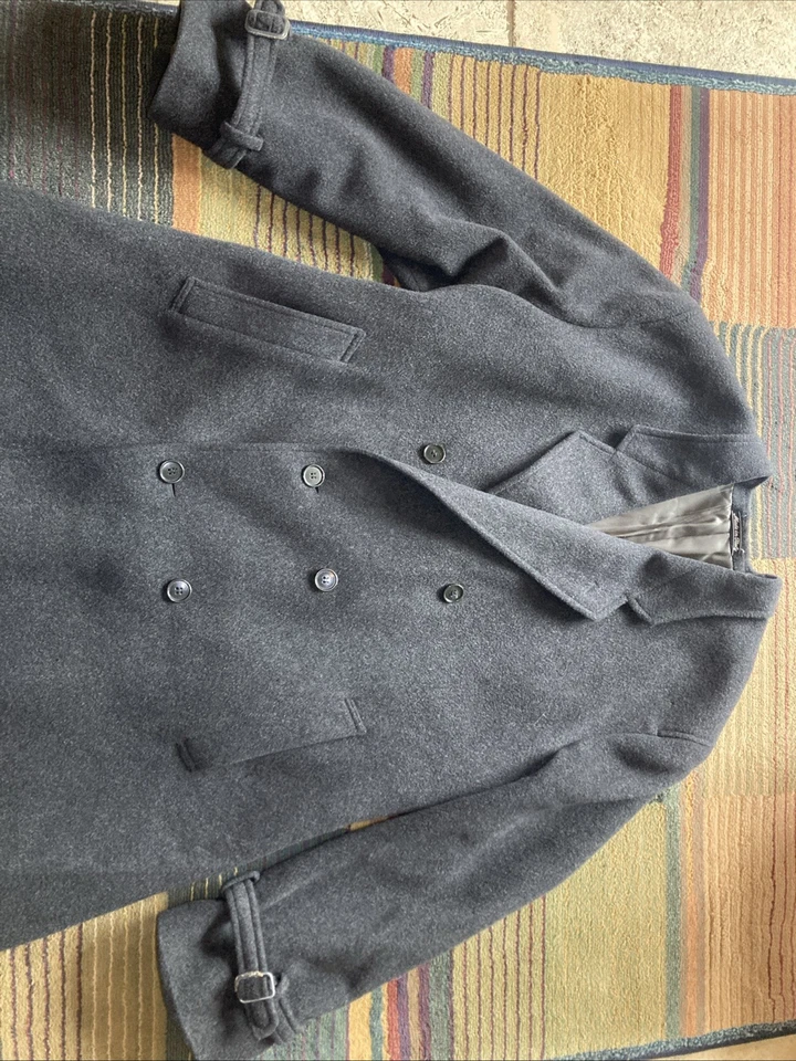Giorgio Armani Men’s Long Black Wool Overcoat Sz 42 Reg, Italy. - Image 2 of 4