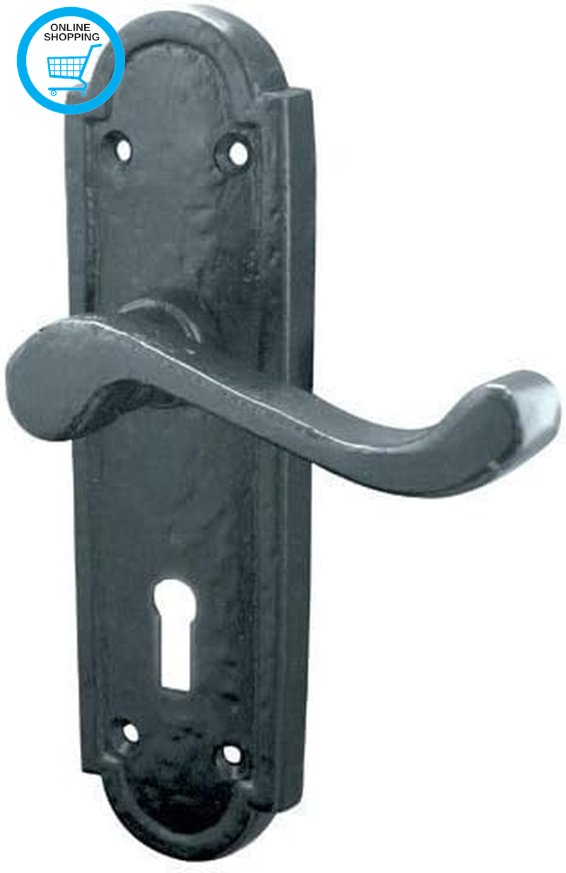 Turnberry Cast Iron Door Handle Lockset 180Mm X 45Mm Black Antique