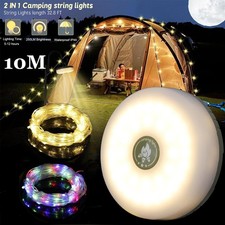 33ft Rechargeable Portable LED Camping String Lights Tent Fairy Lights RGB Warm
