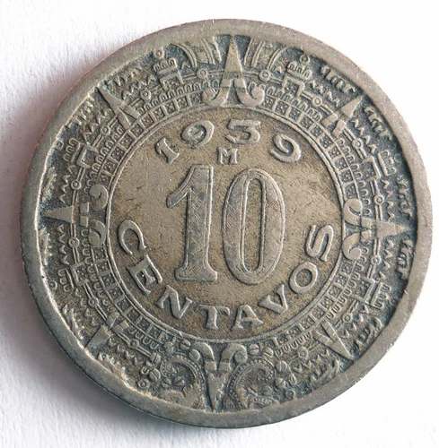 1939 MEXICO 10 CENTAVOS - Excellent Coin - FREE SHIP - Mexico Bin #1000