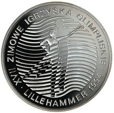 POLAND 300,000 Zlotych 1993 Sterling Silver 1oz. Proof  Lillehammer Olympics 