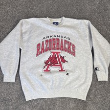 Vintage Arkansas Razorbacks Sweatshirt Mens XL Gray Starter Crewneck 90s NCAA