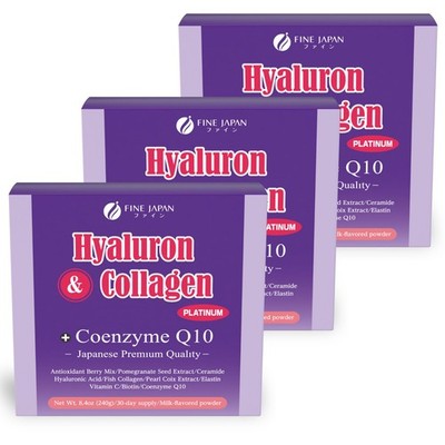 FINE JAPAN Hyaluronic Acid & Marine Collagen Powder Skin Beauty Support 3 PC