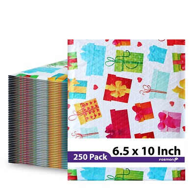Fosmon [250 PACK] [6.5 x 10 in] Lightweight Bubble Padded Shipping Envelopes Bag