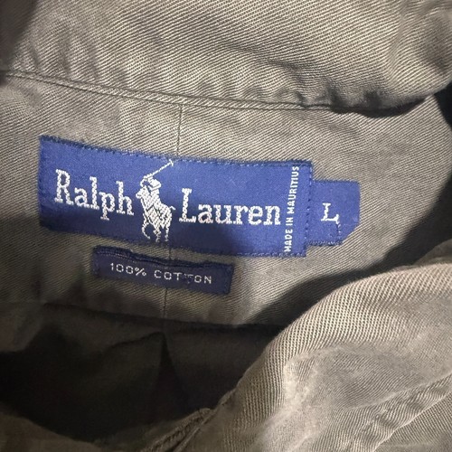 Ralph Lauren Hemd Herren Large Grün Army Military Canvas Knopfleiste Langarm - Bild 6 von 10