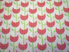 Floral Fabric By Yard Red Green Flowers on White Dear Stella Premium Cotton #C
