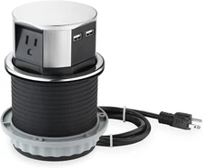 Link 2 Home Space Saver Pop up Outlet with USB, 3 Power Outlets 15A, 2 USB Ports