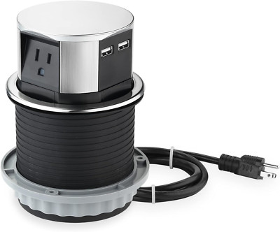 Link 2 Home Space Saver Pop up Outlet with USB, 3 Power Outlets 15A, 2 USB Ports