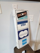 VINTAGE Visa MasterCard American Express Discover 2 Sided Metal Sign 26" x 11"
