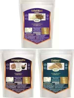Organic Safed Musli, Ashwagandha & Shatavari Powder - 300gms (100gms each)