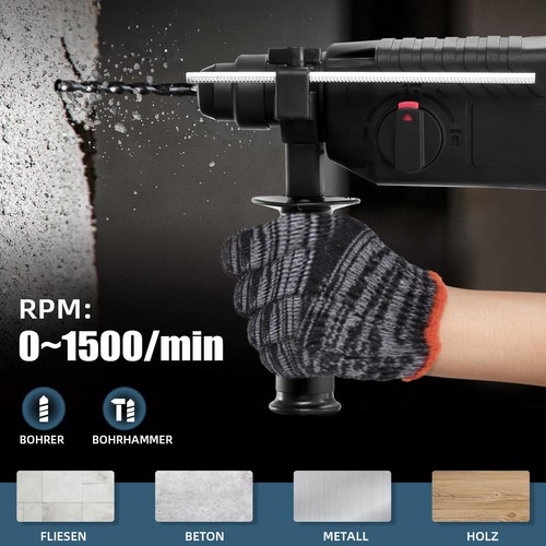 3000W SDS-Plus Schlagbohrmaschine Bohrhammer Meißelhammer Stemmhammer Mit Koffer - Bild 7 von 11
