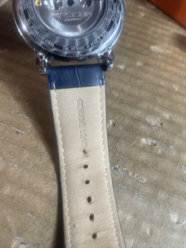 Stuhrling Men's Watch Blue Leather Automatic 90365 With Box 22 Jewel - Picture 14 of 17