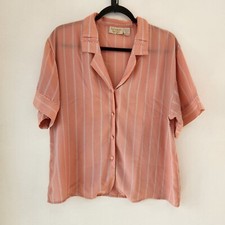 VTG Victoria's Secret Gold Label Pink Button Down Sleep Shirt Blouse Women's M