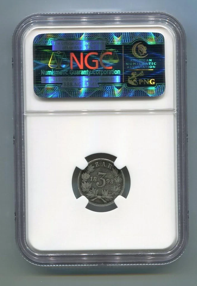South Africa Zar Ngc Certified 1893 Kruger 3 Pence Coin - Image 2 of 2