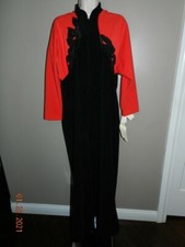 Vintage Vanity Fair 1/2 Zip Velour Robe House Coat Sz M RED BLACK w Pockets NWT