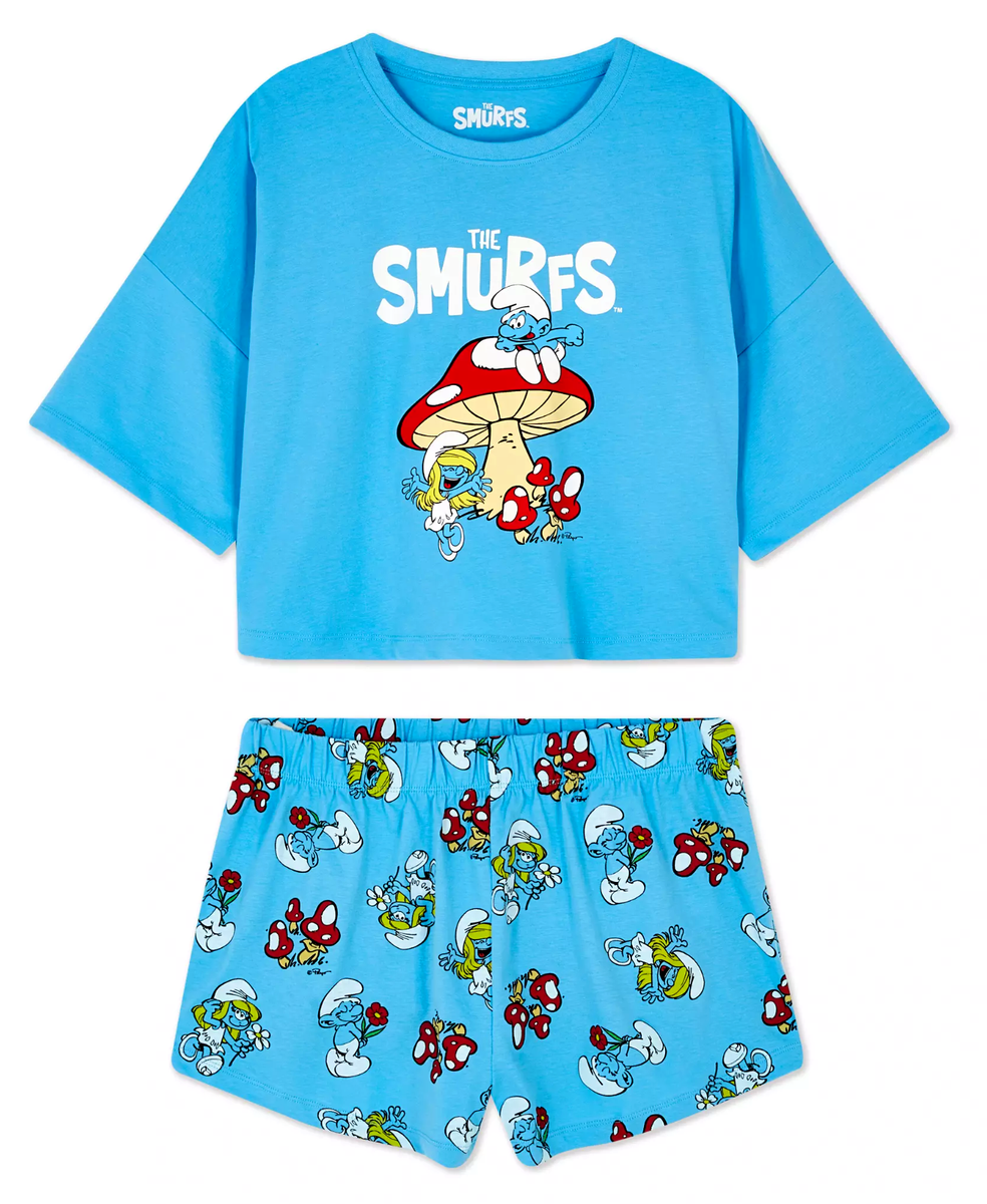 Ladies Pyjamas THE SMURFS Women to 24 Boxy T-Shirt Shorts Nightwear  Primark