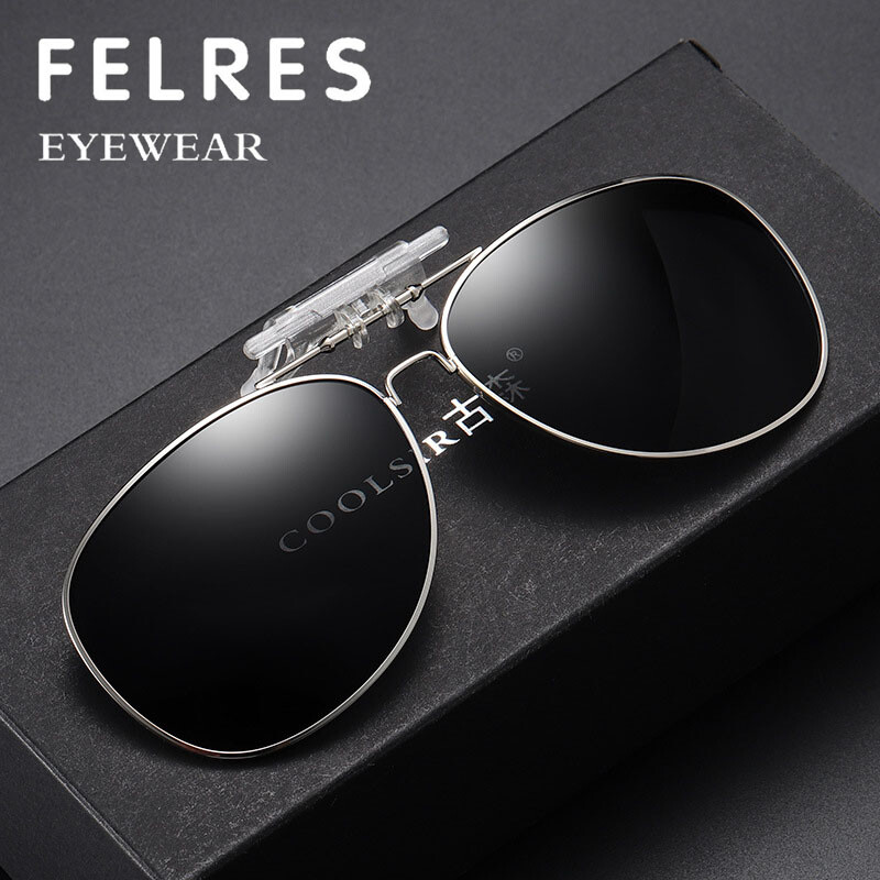 Metal Clip On Flip Up Polarized Sunglasses Men Women Pilot Driving