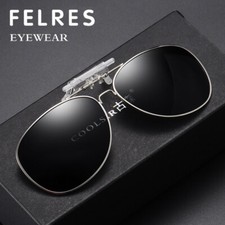 Metal Clip On Flip Up Polarized Sunglasses Men Women Pilot Driving Glasses UV400