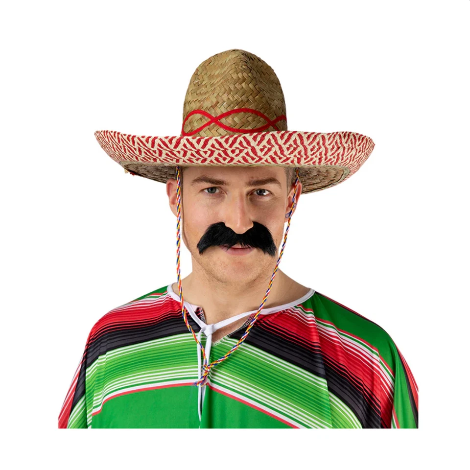 Mexikanisch Sombrero Strohhut Spanische Bandit Gringo Cowboy Erwachsene Kostüm - Bild 1 von 1
