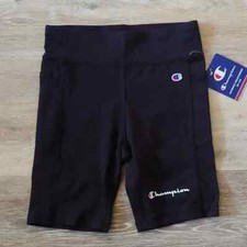 NWT Champion Girls Stretch Bike Shorts with Side Media Pocket Black Size S