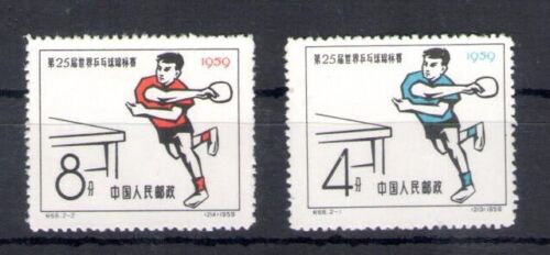 1959 CHINA - Table Tennis in Dortmund - Michel no. 451-52 - MNH** - Rubberless - Picture 1 of 2