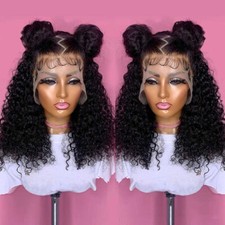Pre Plucked 360 Full Frontal Lace Wigs Curly Indian 100 Human Hair Wig Glueless