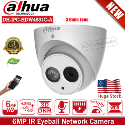 Dahua 6MP Dome IP Camera IPC-HDW4631C-A IR IP67 POE Starlight Mic outdoor 3.6mm