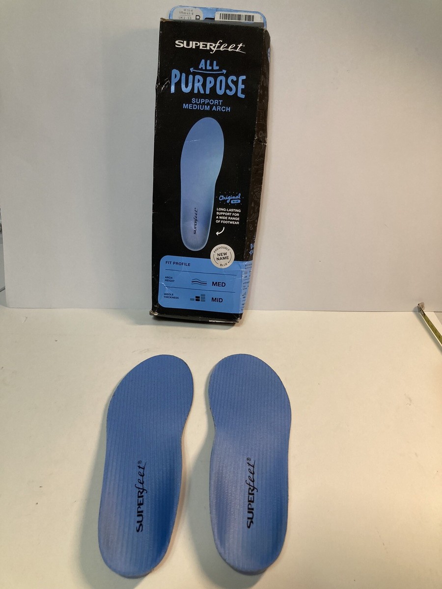 Superfeet All-Purpose Support Medium Arch Insoles (Blue) Size B, W