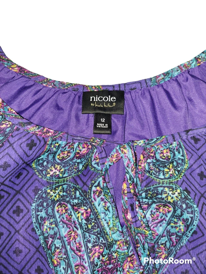 Nicole Miller Dress Paisley Purple  Size 12 - Image 2 of 4