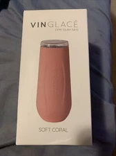 Vinglace Champagne Flute Insulator for Wine & Champagne Flute Soft Coral  6 oz.