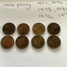 8 X GREAT BRITIAN 1/2 NEW PENNY COINS 1971, 73, 74, 75, 76, 78, 80 & 82