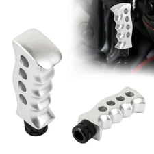 Universal Slotted Pistol Grip Handle Manual Gear Stick Shift Knob Shifter Silver