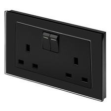 RetroTouch Black Glass PG Light Switches, Plug Sockets, Dimmers, Cooker, Fused