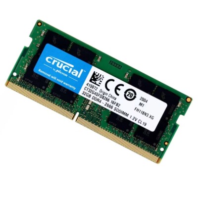 Crucial 64GB Kit 2x32GB DDR4 2666Mhz SODIMM Laptop CL19 Memory Ram