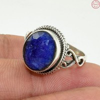 Solid 925 Sterling Silver Blue Sapphire Jewelry Ring Us 7.5 Ac671 Solid 925 Sterling Silver Blue Sapphire Jewelry Ring Us 7.5 Ac671