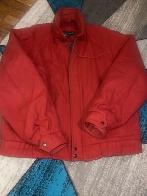 MEMBERS ONLY WOOL JACKET Dark Red Coat Bomber Sz 44 Vintage Style