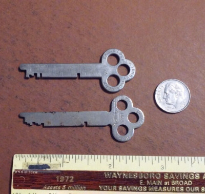 Lot 2 Vintage Flat Skeleton Keys Miller & Eagle Lock Co's Terryville & Philly