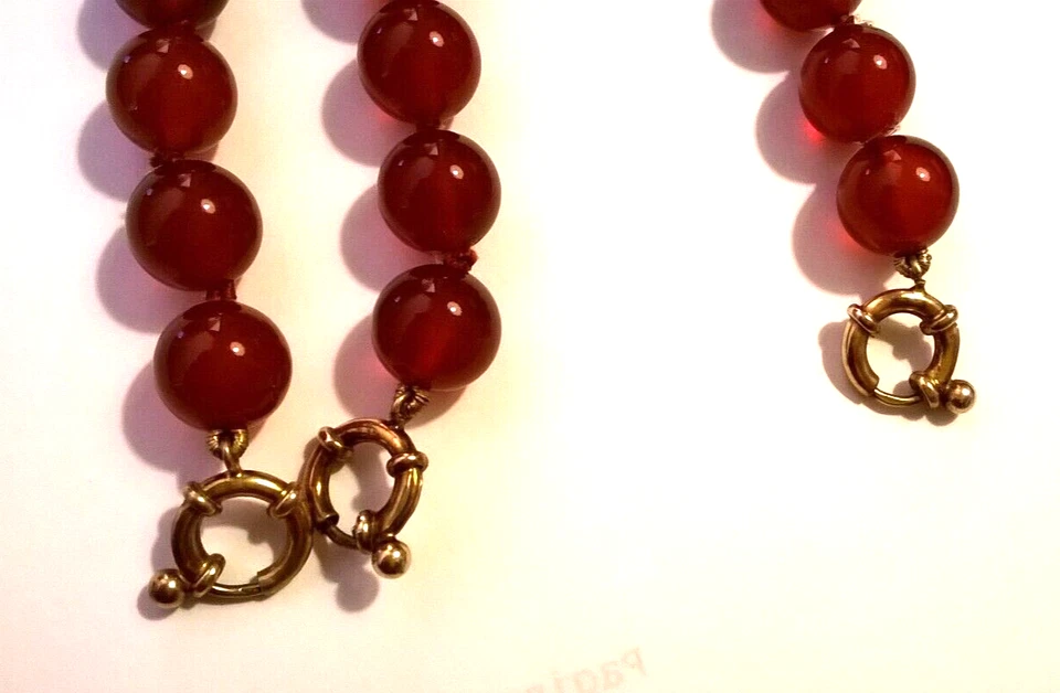 TRE BRACCIALI IN CORNIOLA NATURALE - AGATA - CHIUSURE ARGENTO 925 - Immagine 4 di 4