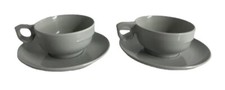 Set Of 2 Vintage Airflite Gray Melmac Melamine Coffee Cups & Saucers Made In USA
