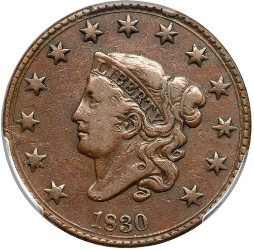 コレイイネ1 1835 N-12 R-4 PCGS VF 25 Sm 8, Stars Matron or Coronet Head Large