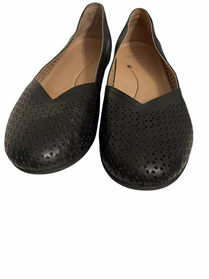 Sapatilhas Dankso Neely cortadas perfuradas couro preto tamanho EUA 11 UE 41 - Imagem 2 de 4