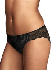 Maidenform Comfort Devotion Lace Back Tanga Panty - Black Dot - Size 5 - New