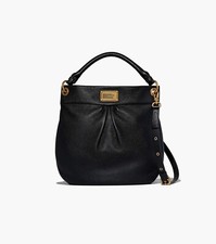 MARC BY MARC JACOBS Classic Q Hillier Black Pebble Leather Hobo Crossbody Bag