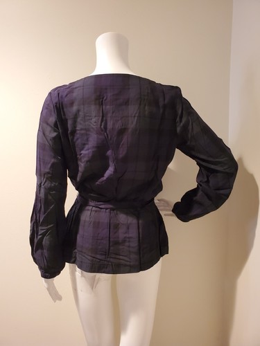 NWT J Crew Blackwatch Plaid Wrap Top Green Black 6 - Picture 5 of 5