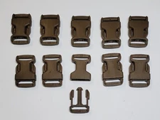 2 PC 3/4" PLASTIC STRAP BUCKLE SIDE RELEASE CLIPS WEBBING RUCKSACK COYOTE BROWN