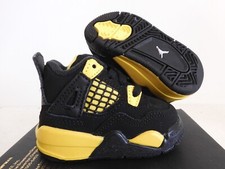 Nike Air Jordan 4 Retro Td "Thunder 2023" Black-Yellow Sz 2c BQ7670-017